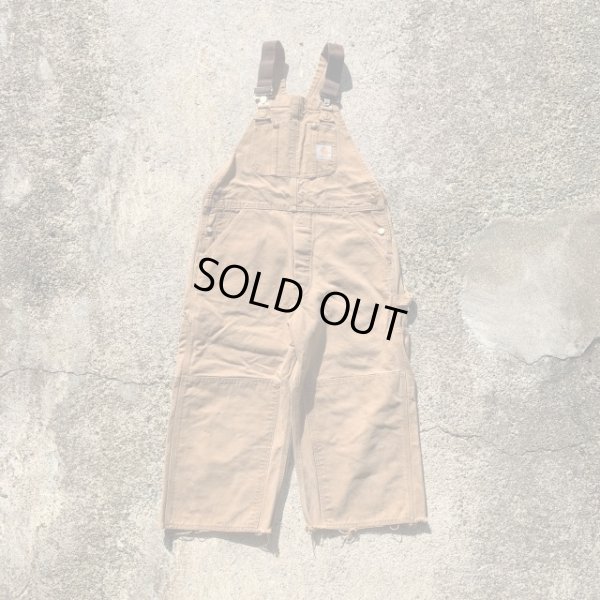 画像1: 【W34】USA製 carhartt カットオフ ブラウンダック オーバーオール■ビンテージ オールド アメリカ古着 80s カーハート ダブルニー