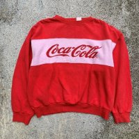 【XL】Coca-Cola 短丈 スウェット 赤×白■ビンテージ オールド レトロ アメリカ古着 80s/90s コカ・コーラ トレーナー レディース