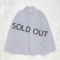 【M/L】UNKNOWN ユーロワーク ジャケット カバーオール ネイビー 紺系■ビンテージ オールド レトロ ヨーロッパ古着 コットン×リネン