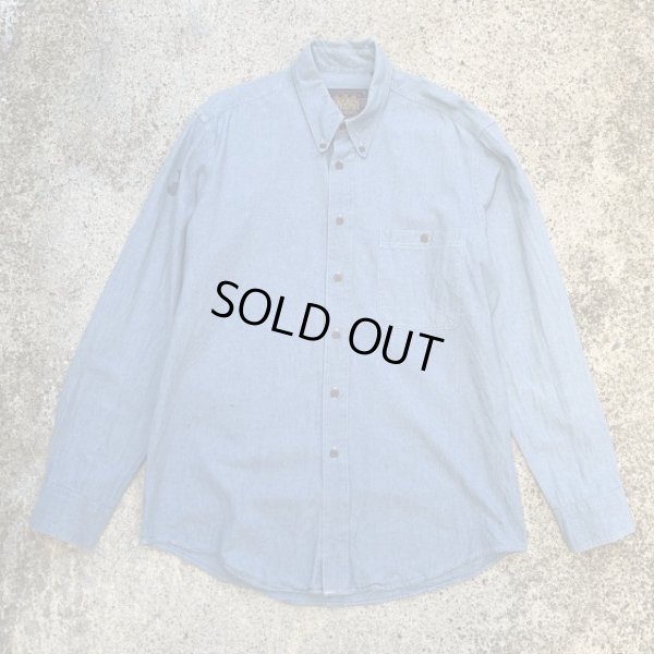 画像1: 【M/L】Ralph Lauren CHAPS 長袖シャンブレーシャツ 青■ビンテージ オールド レトロ アメリカ古着 90s ラルフローレン チャップス