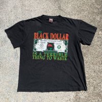 【L】90s パナマ製 マルコムX メッセージ プリントTシャツ ブラック 黒■ビンテージ オールド アメリカ古着 コットン シングルステッチ