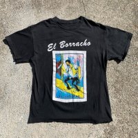 【L】EL BORRACHO 酔っ払い プリントTシャツ ブラック 黒■ビンテージ オールド アメリカ古着 オールコットン スペイン メキシカン