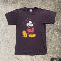 【Ladies or Kids】ボロ 80s USA製 ミッキーマウス プリントTシャツ 黒フェード■ビンテージ アメリカ古着 ディズニー レディース キッズ