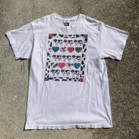 【L】90s Tultex 牛×ハート 動物 プリントTシャツ 白■ビンテージ オールド アメリカ古着 USA製 オールコットン シングルステッチ