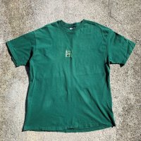 【XL】90s USA製 Hanes「BAKED」刺繍Tシャツ グリーン 緑■ビンテージ オールド アメリカ古着 ビッグサイズ ヘインズ シングルステッチ