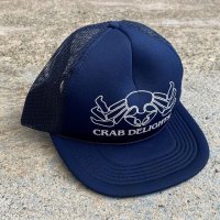 【Free】CRAB DELIGHTS メッシュキャップ ネイビー 紺色■ビンテージ オールド レトロ アメリカ古着 帽子 カニ