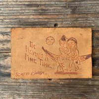 【8.7cm×13.5cm】1900s「I'm Having a Fine Time」レザー ポストカード 絵葉書■ビンテージ アンティーク レトロ アメリカ雑貨 手紙