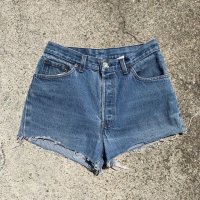 【W28】USA製 Levi's 501 カットオフ デニム ショートパンツ■ビンテージ アメリカ古着 リーバイス ショーツ ジーパン レディース 80s/90s 