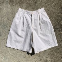 【W28】Ralph Lauren 2タック ワイド ショートパンツ 白■ビンテージ オールド アメリカ古着 90s ラルフローレン レディース ショーツ