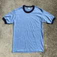 画像1: 【S or Ladies】80s USA製 sportswear レーヨン混紡 リンガーTシャツ 杢ブルー 無地■ビンテージ オールド アメリカ古着 レディース (1)