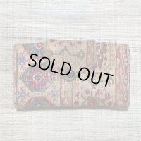 【10.2cm×17.4cm】70s ゴブラン織り ウォレット 財布 長総柄■ビンテージ アンティーク レトロ アメリカ雑貨 ラグ カードケース
