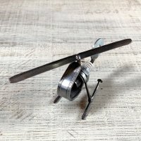 【高さ 6.0cm】メタルアート ボルトナット オブジェ ヘリコプター■ビンテージ アンティーク アメリカ雑貨 ハンドメイド インテリア