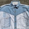 画像2: 【L/XL】Wrangler 切替 長袖シャツ ストライプ 白×水色■ビンテージ オールド レトロ アメリカ古着 ラングラー ウエスタン