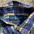 画像4: 【M/L】ダメージ有り Ralph Lauren ボタンダウン 長袖シャツ 青チェック■オールド アメリカ古着 ラルフローレン