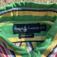 画像4: 【M/L】Ralph Lauren ボタンダウン 長袖シャツ マルチストライプ 黄緑■オールド アメリカ古着 ラルフローレン