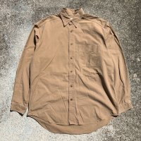 【M/L】BANANA REPUBLIC コットン チノ 長袖シャツ ベージュ 無地■ビンテージ オールド アメリカ古着 90s バナナリパブリック 片ポケ