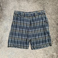 【W32】Ralph Lauren ショートパンツ 紺マドラスチェック■ビンテージ オールド アメリカ古着 インド綿 ラルフローレン ショーツ