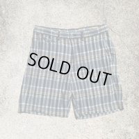 【W32】Ralph Lauren ショートパンツ 紺マドラスチェック■ビンテージ オールド アメリカ古着 インド綿 ラルフローレン ショーツ