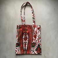 【31cm×27cm】70s ビンテージファブリック リメイク ハンドメイド トートバッグ 花柄■オールド レトロ レディース古着 手提げ No.1