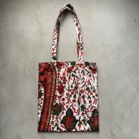 【31cm×27cm】70s ビンテージファブリック リメイク ハンドメイド トートバッグ 花柄■オールド レトロ レディース古着 手提げ No.2