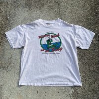 【XL】90s ONEITA「crazy ed's」カエル 両面プリントTシャツ 白■ビンテージ オールド レトロ アメリカ古着 コットン オニータ ビール