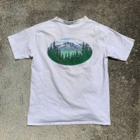 【XL】90s USA製 H.L.MILLER プリントTシャツ 白■ビンテージ オールド アメリカ古着 オールコットン シングルステッチ 山