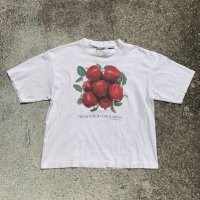 【レディース】90s ONEITA 林檎 プリントTシャツ 白■ビンテージ オールド アメリカ古着 果物 コットン オニータ シングルステッチ