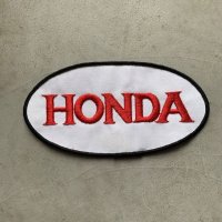 【10.0cm×19.5cm】デッドストック「HONDA」刺繍ワッペン 白■ビンテージ オールド アメリカ古着 70s 雑貨 パッチ モーター系 ホンダ