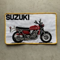 【12.2cm×20.4cm】デッドストック 70s「SUZUKI」刺繍ワッペン 白■ビンテージ アメリカ古着 雑貨 パッチ バイク スズキ モーター系 No.2