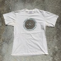 【L】90s JERZEES ケルティックノット プリントTシャツ 生成り色■ビンテージ オールド アメリカ古着 コットン ケルト音楽 アイルランド