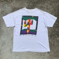 【L】80s USA製 Hanes「DALLAS」サボテン プリントTシャツ 白■ビンテージ オールド アメリカ古着 ヘインズ コットン シングルステッチ