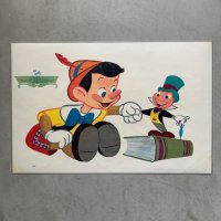 【29.2cm×44.2cm】Walt Disney ピノキオ＆クリケット ランチョンマット ビニールシート■ビンテージ アンティーク ディズニー 60s No.1 