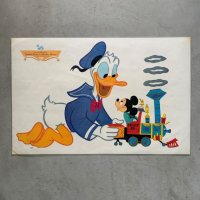 【29.2cm×44.2cm】Walt Disney ドナルドダック＆ミッキーマウス ランチョンマット ビニールシート■ビンテージ アンティーク 60s No.1