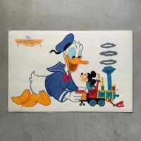 【29.2cm×44.2cm】Walt Disney ドナルドダック＆ミッキーマウス ランチョンマット ビニールシート■ビンテージ アンティーク 60s No.2