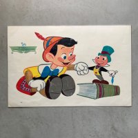 【29.2cm×44.2cm】Walt Disney ピノキオ＆クリケット ランチョンマット ビニールシート■ビンテージ アンティーク ディズニー 60s No.2