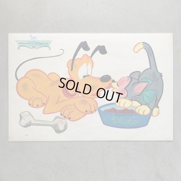 画像1: 【29.2cm×44.2cm】Walt Disney フルート＆フィガロ ランチョンマット ビニールシート■ビンテージ アンティーク ディズニー 60s No.2