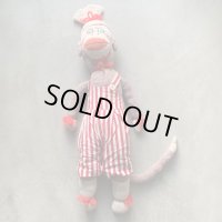 【54cm】ハンドメイド ソックモンキー ドール ぬいぐるみ■ビンテージ アンティーク 人形 猿 動物 オブジェ インテリア 60s/70s