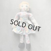 【48cm】UNKNOWN ハンドメイド ドール ぬいぐるみ■ビンテージ アンティーク 人形 オブジェ インテリア 女の子 花柄 70s