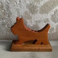 【高さ 14.0cm】DAN WOLNER ハンドメイド 犬 ウッド ペンスタンド■ビンテージ アンティーク アメリカ雑貨 インテリア オブジェ 動物