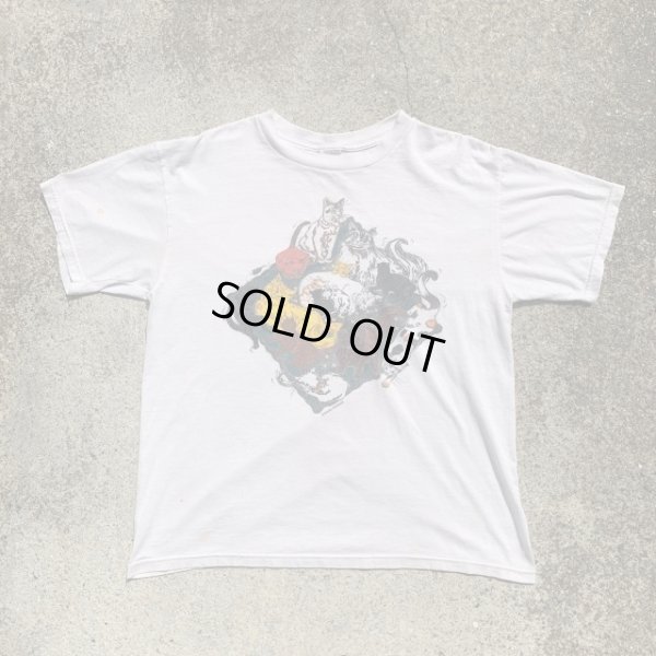 画像1: 【L】90s-2000s FRUIT OF THE LOOM ネコ プリントTシャツ 白■ビンテージ オールド アメリカ古着 フルーツ 綿ポリ 動物 キャット