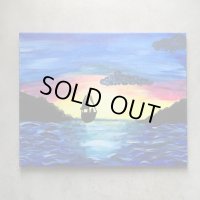 【40cm×51cm】SALE!! ハンドペイント 風景画■アート 手描き 絵画 ウォールデコ キャンバス×アクリル 船 マリン