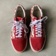 画像1: 【28.0cm】VANS スエード×チェッカーフラッグ オールドスクール スニーカー 赤■アメリカ企画 古着 バンズ SK8 スケシュー ローカット (1)