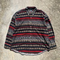 【XL】CHAPS コットン 長袖シャモアクロスシャツ 総柄■ビンテージ オールド アメリカ古着 ネルシャツ 90s ルフローレン ビッグサイズ ストア