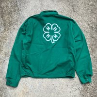 【L/XL】60s 4H オールコットン スウィングトップジャケット 緑■ビンテージ オールド アメリカ古着 四つ葉 クローバー 農業