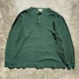 画像1: 【XL/XXL】Eddie Bauer ヘンリーネック 肉厚 サーマルシャツ 緑■ビンテージ オールド アメリカ古着 90s エディーバウアー コットン (1)