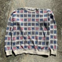 【XXL】LONDON FOG コットンニット セーター チェック柄■ビンテージ オールド レトロ アメリカ古着 90s ロンドンフォグ クルーネック