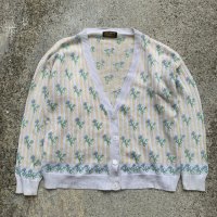 【レディース】90s Eddie Bauer コットンニット カーディガン 花柄■ビンテージ オールド アメリカ古着 エディーバウアー セーター