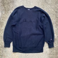 【XL】90s USA製 Champion リバースウィーブ スウェット ネイビー 紺色■ビンテージ アメリカ古着 チャンピオン トレーナー 刺繍