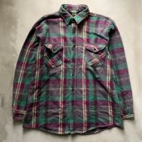 【L/XL】OSHKOSH コットン ヘビーネルシャツ 緑×紫チェック■ビンテージ オールド アメリカ古着 90s/2000s オシュコシュ