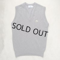 【M】IZOD LACOSTE アクリル Vネックベスト グレー■ビンテージ オールド レトロ アメリカ古着 レディース 80s/90s ラコステ セーター